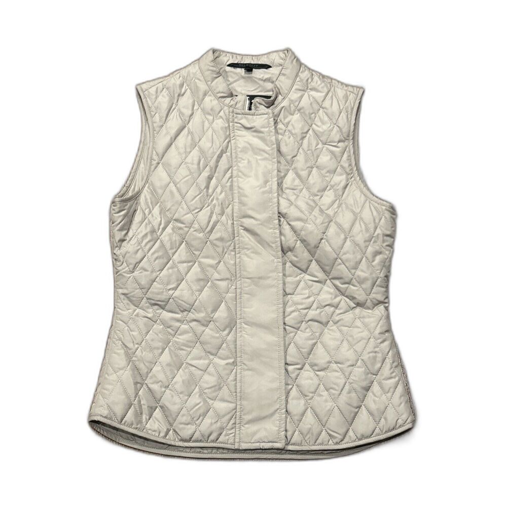 Belstaff Vest Womens 38 XS Small Quilted Beige Waistcoat Outerwear Sleeveless